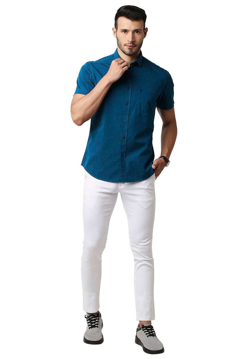 BASICS SLIM FIT FIL-A-FIL HALFSLEEVES SHIRT