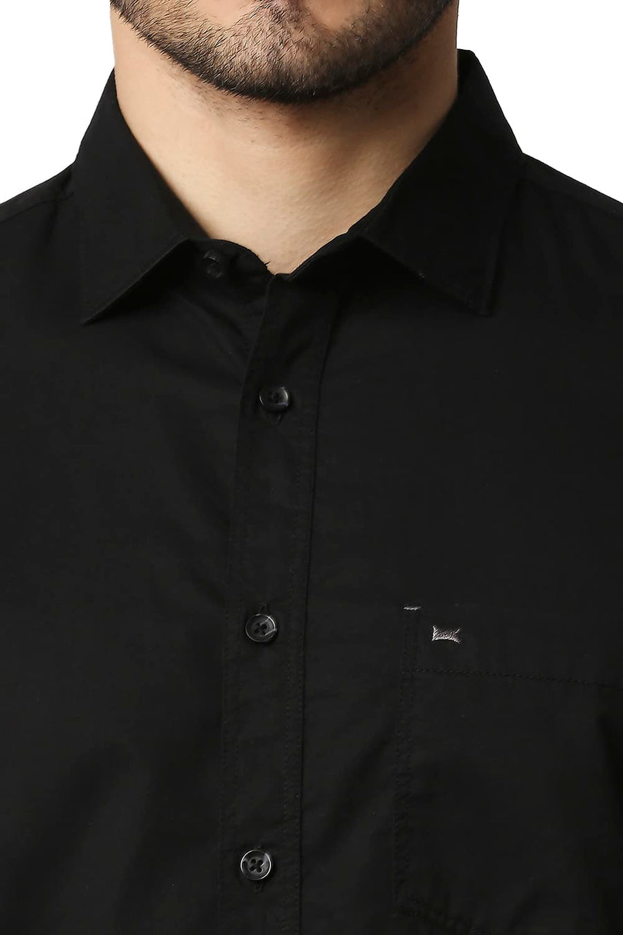 BASICS SLIM FIT ANTHRACITE BLACK TWILL SHIRT
