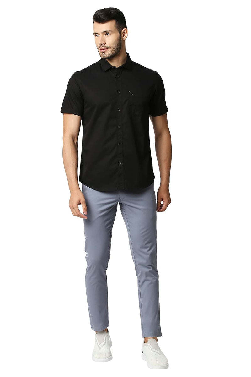 BASICS SLIM FIT TWILL HALFSLEEVES SHIRT