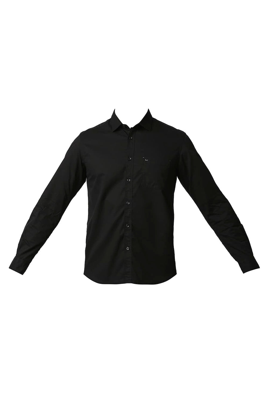 BASICS SLIM FIT ANTHRACITE BLACK TWILL SHIRT