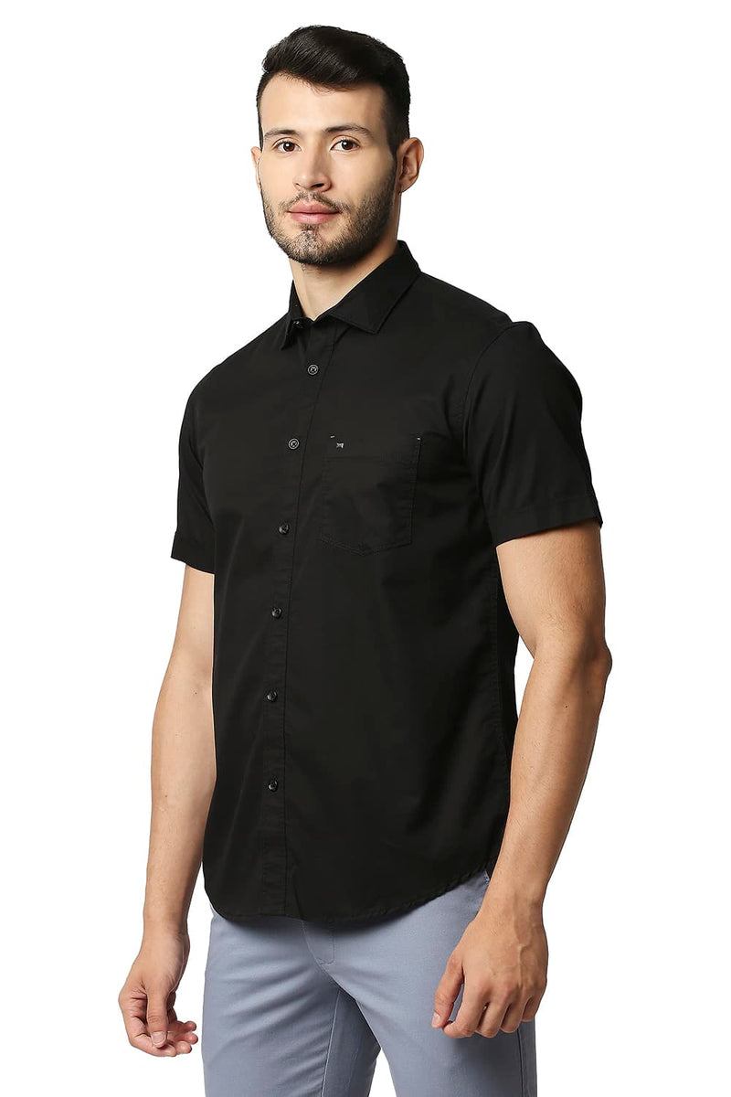 BASICS SLIM FIT TWILL HALFSLEEVES SHIRT