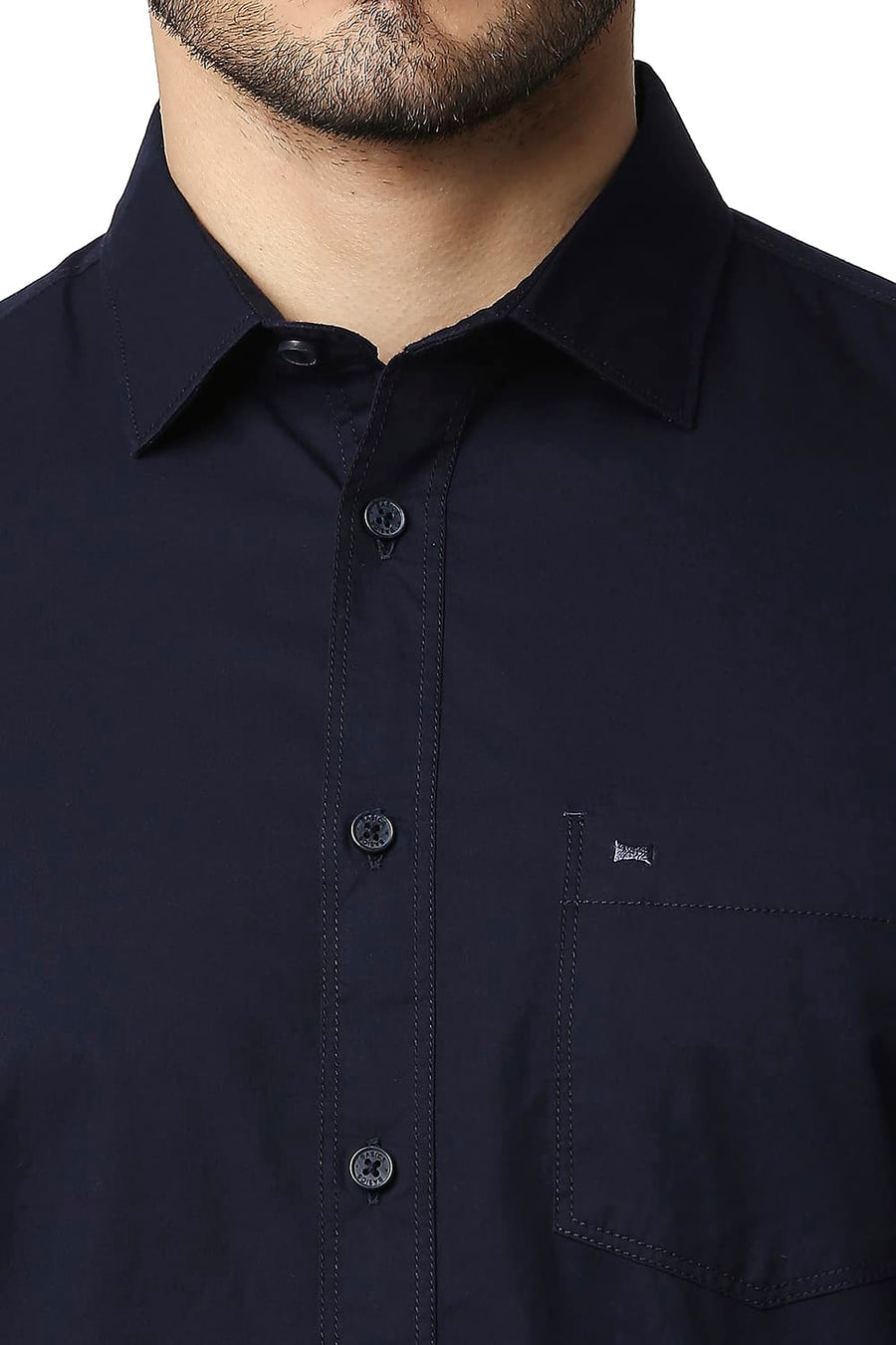 BASICS SLIM FIT NAVY IRIS TWILL SHIRT