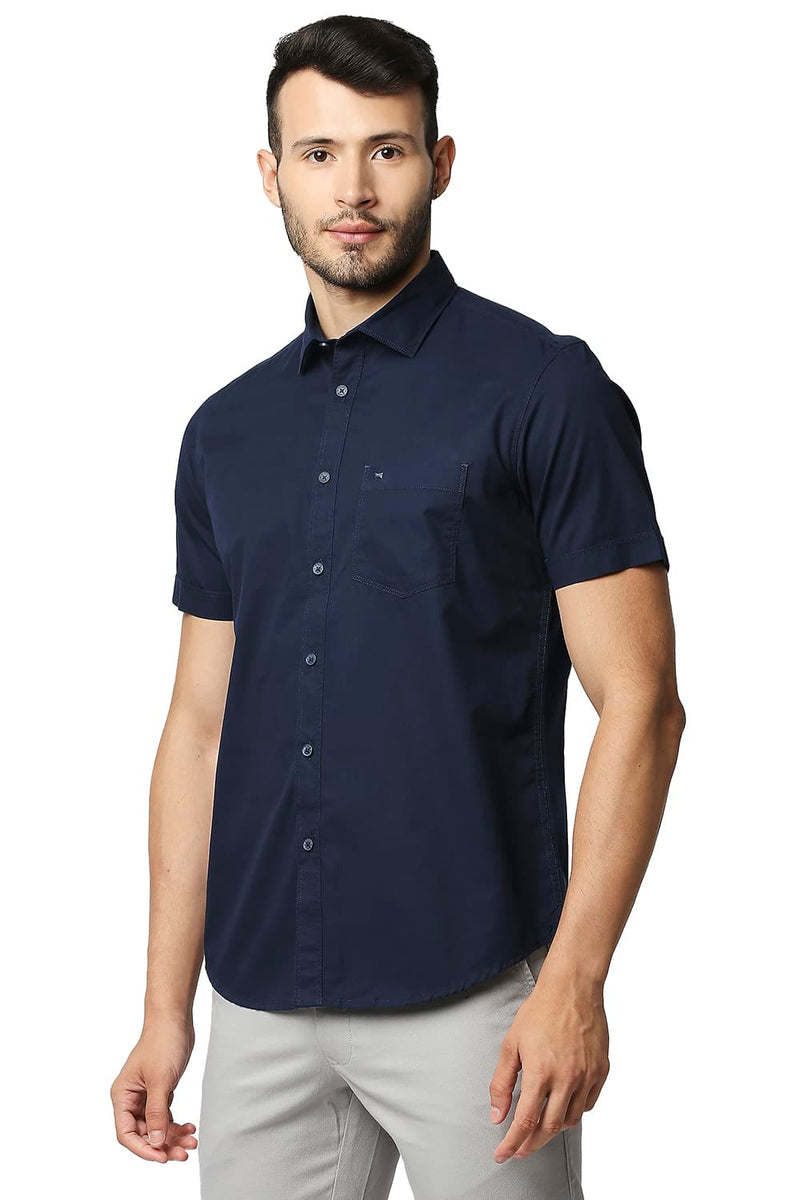 BASICS SLIM FIT TWILL HALFSLEEVES SHIRT