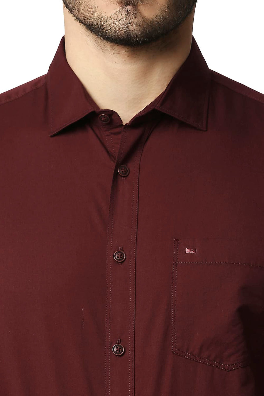 BASICS SLIM FIT ANDORRA MAROON TWILL SHIRT