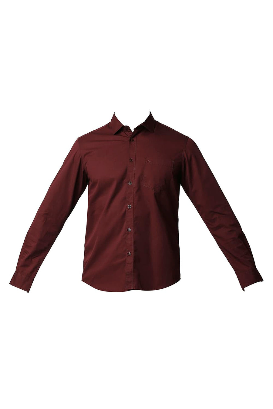 BASICS SLIM FIT ANDORRA MAROON TWILL SHIRT