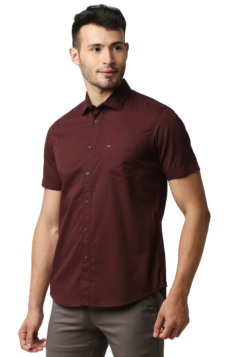 BASICS SLIM FIT TWILL HALFSLEEVES SHIRT