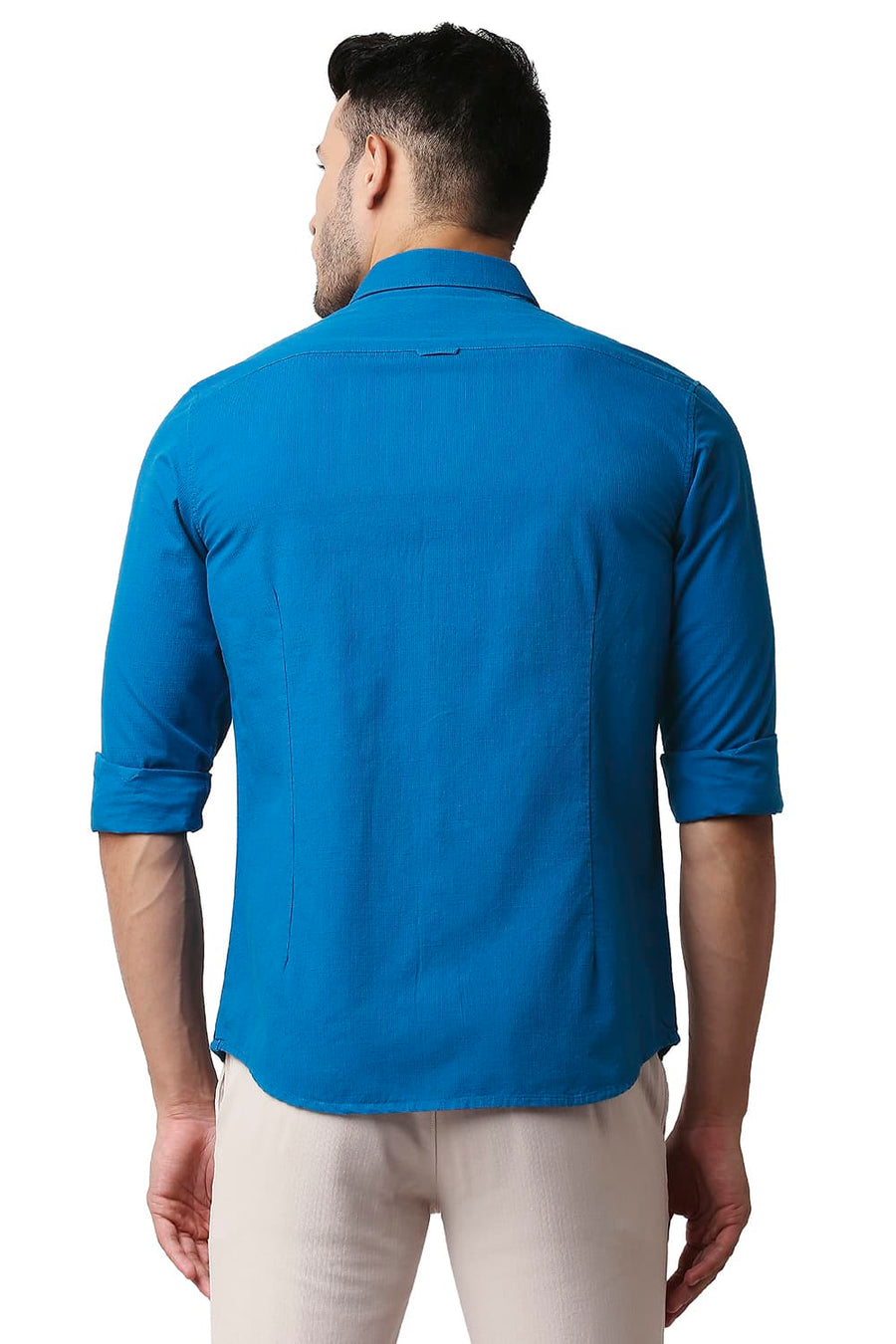 BASICS SLIM FIT DEEP WATER BLUE DOBBY SHIRT