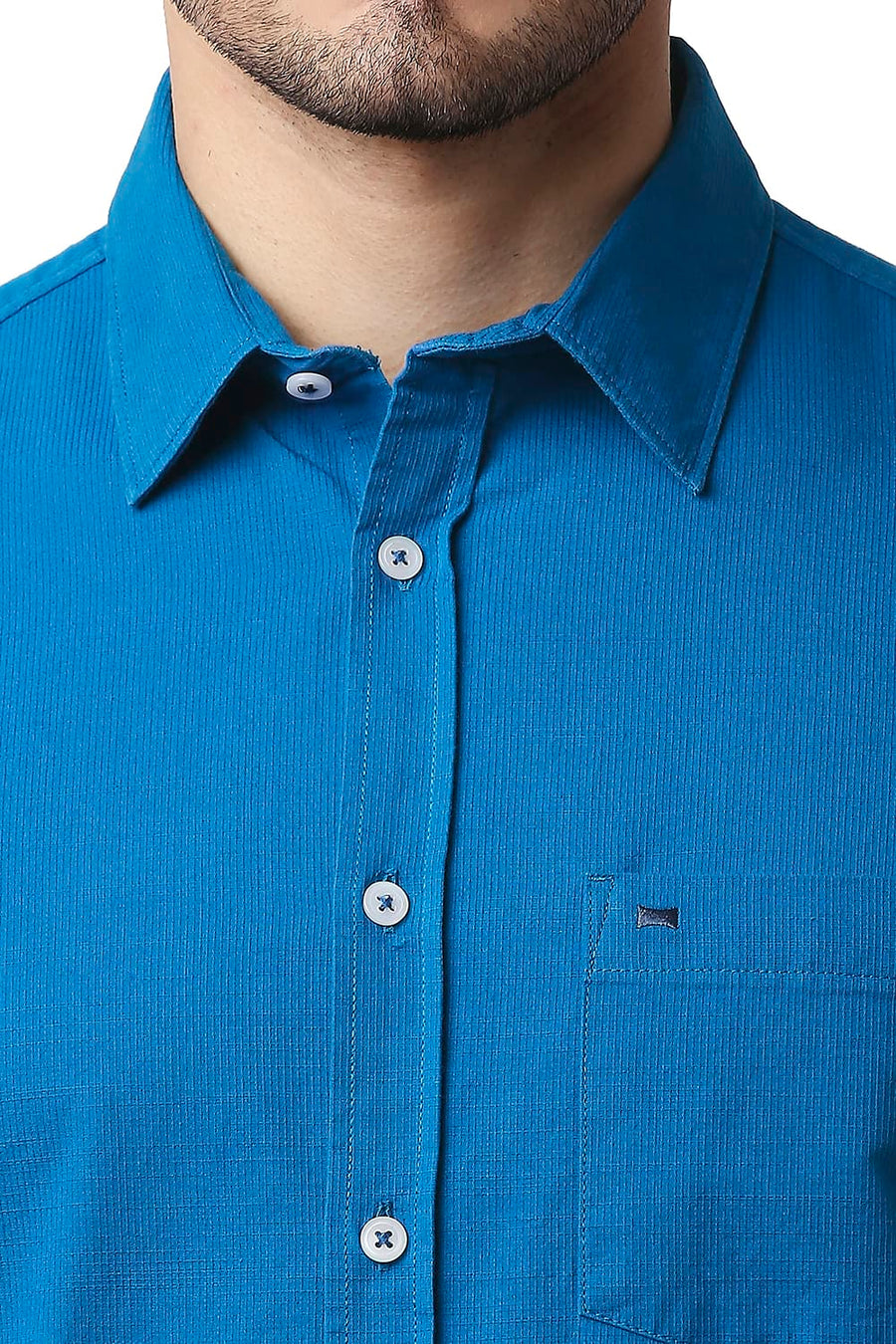 BASICS SLIM FIT DEEP WATER BLUE DOBBY SHIRT