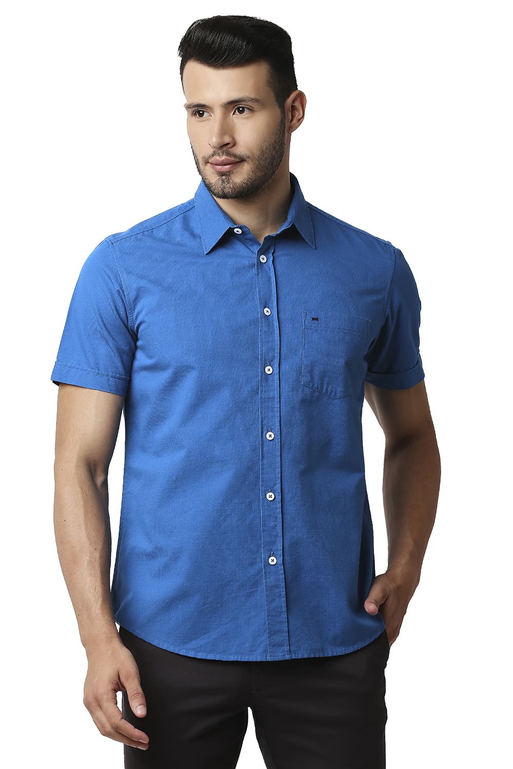 BASICS SLIM FIT DOBBY SHIRT