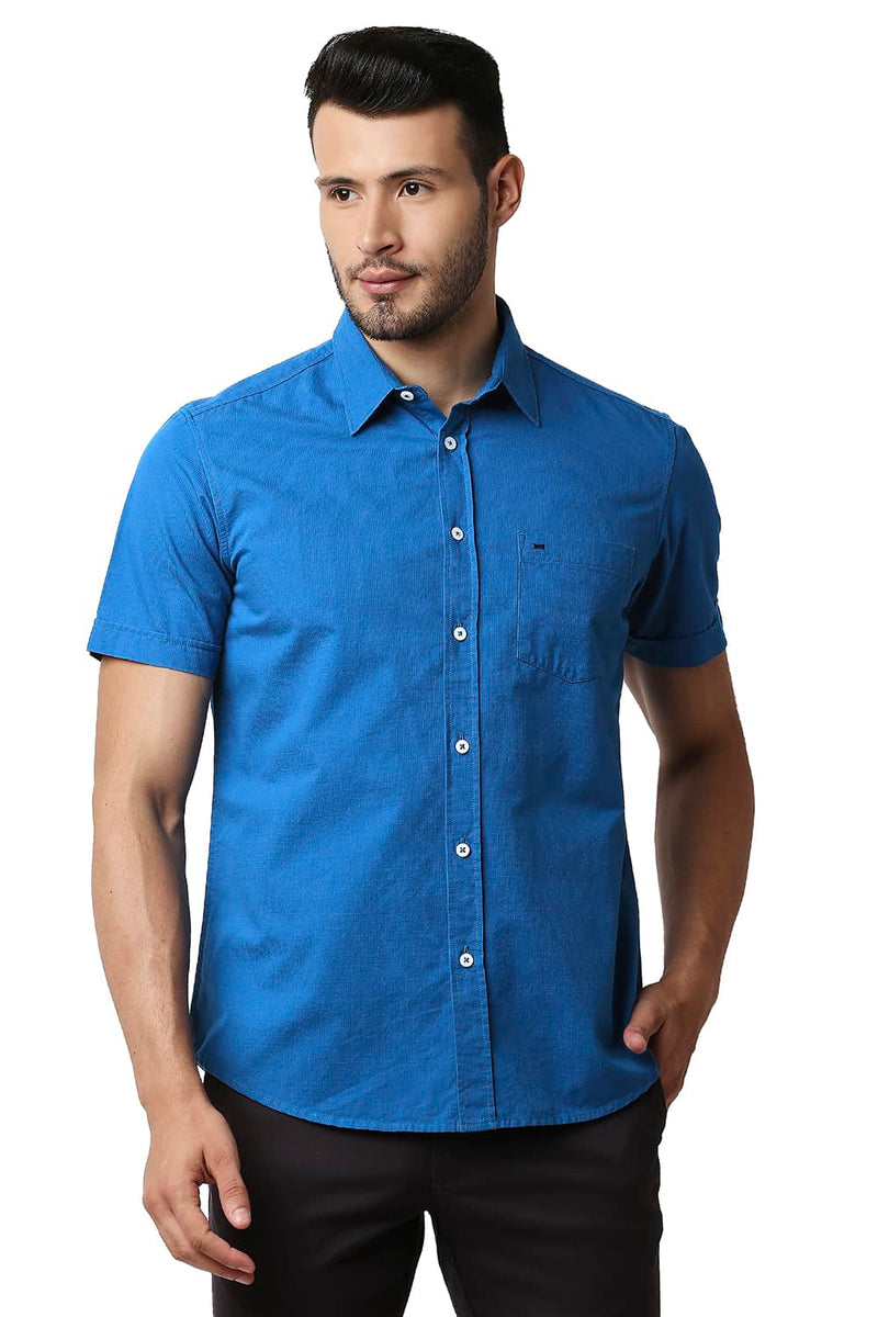 BASICS SLIM FIT DOBBY SHIRT