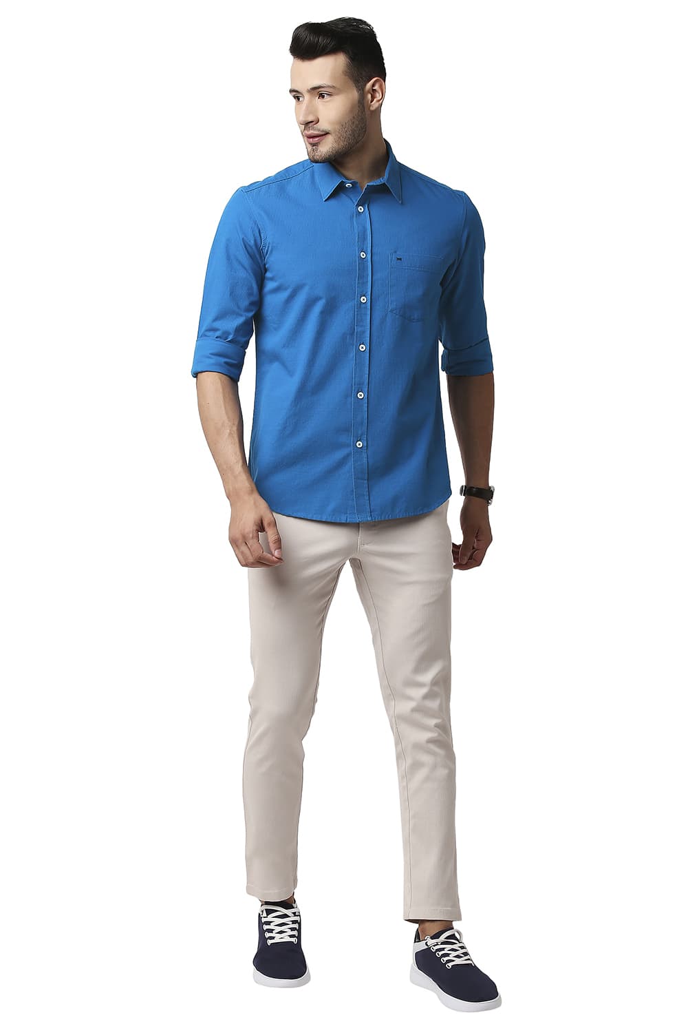 BASICS SLIM FIT DOBBY SHIRT