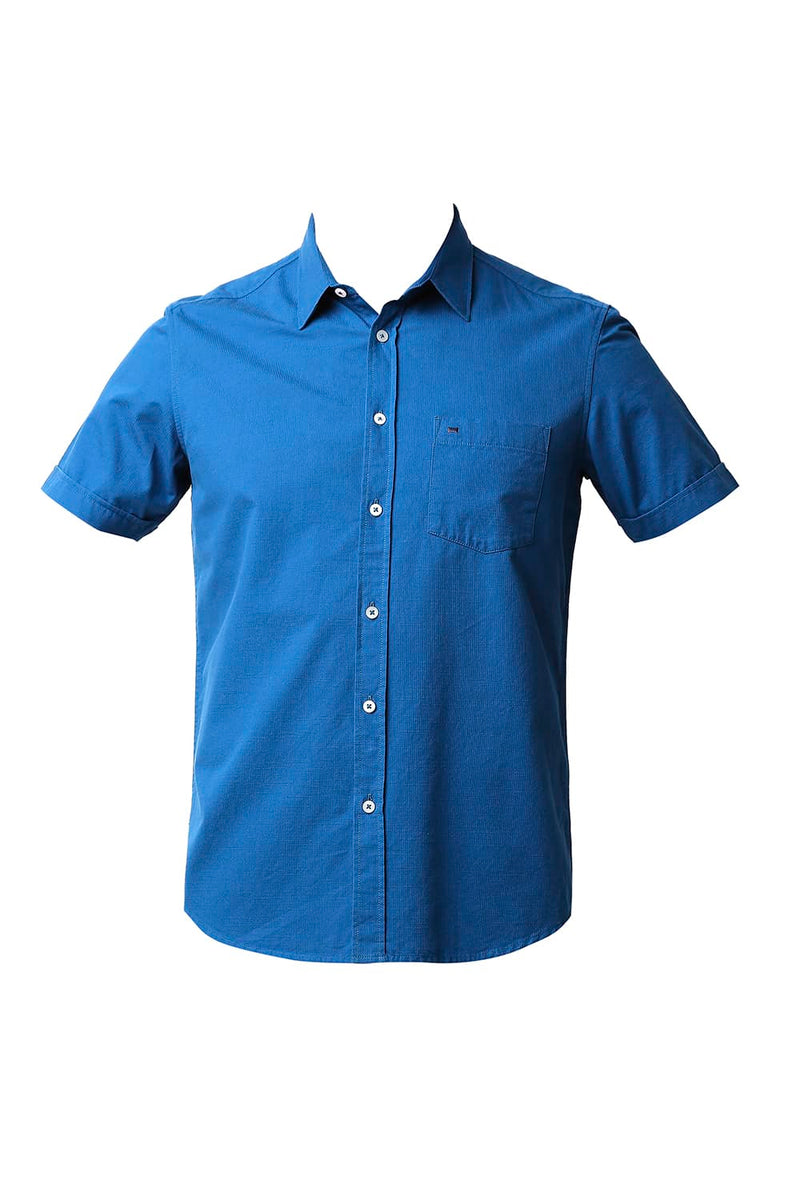 BASICS SLIM FIT DOBBY HALFSLEEVES SHIRT