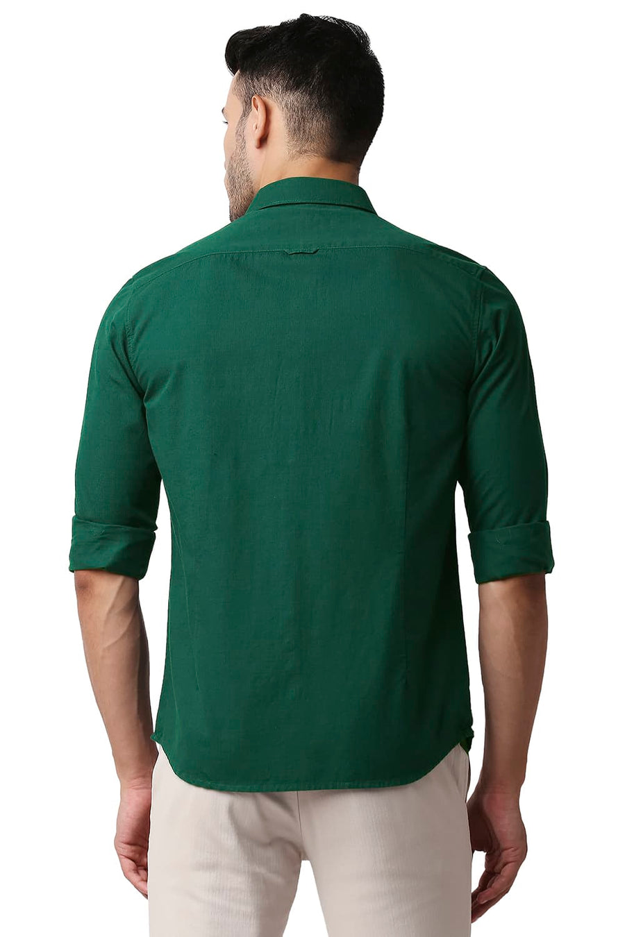 BASICS SLIM FIT BAYBERRY GREEN DOBBY SHIRT