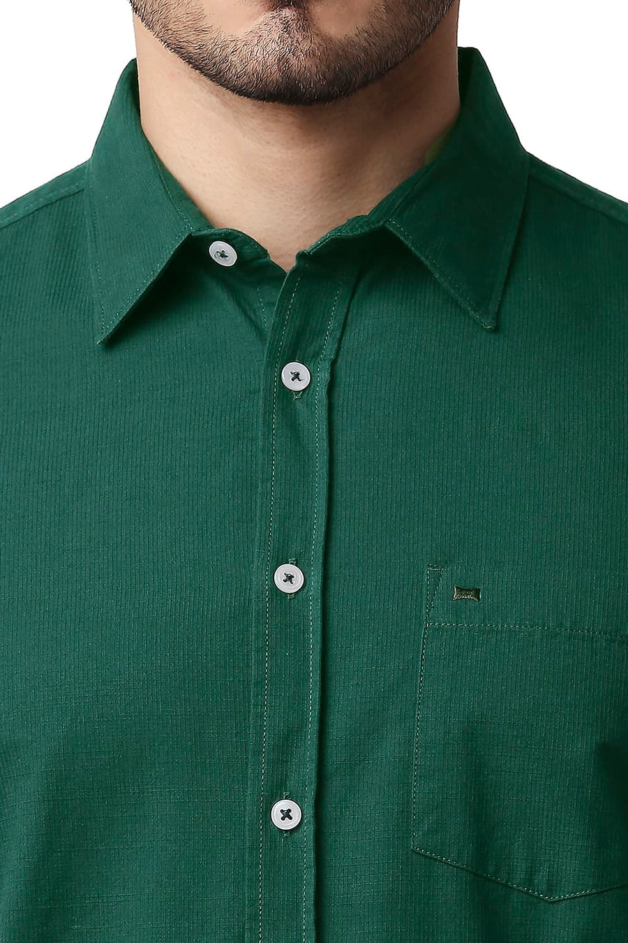 BASICS SLIM FIT BAYBERRY GREEN DOBBY SHIRT