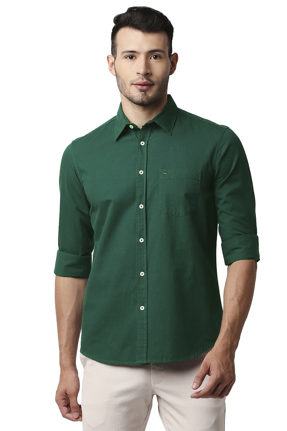 BASICS SLIM FIT DOBBY SHIRT