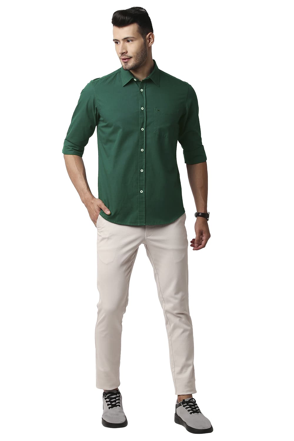 BASICS SLIM FIT DOBBY SHIRT