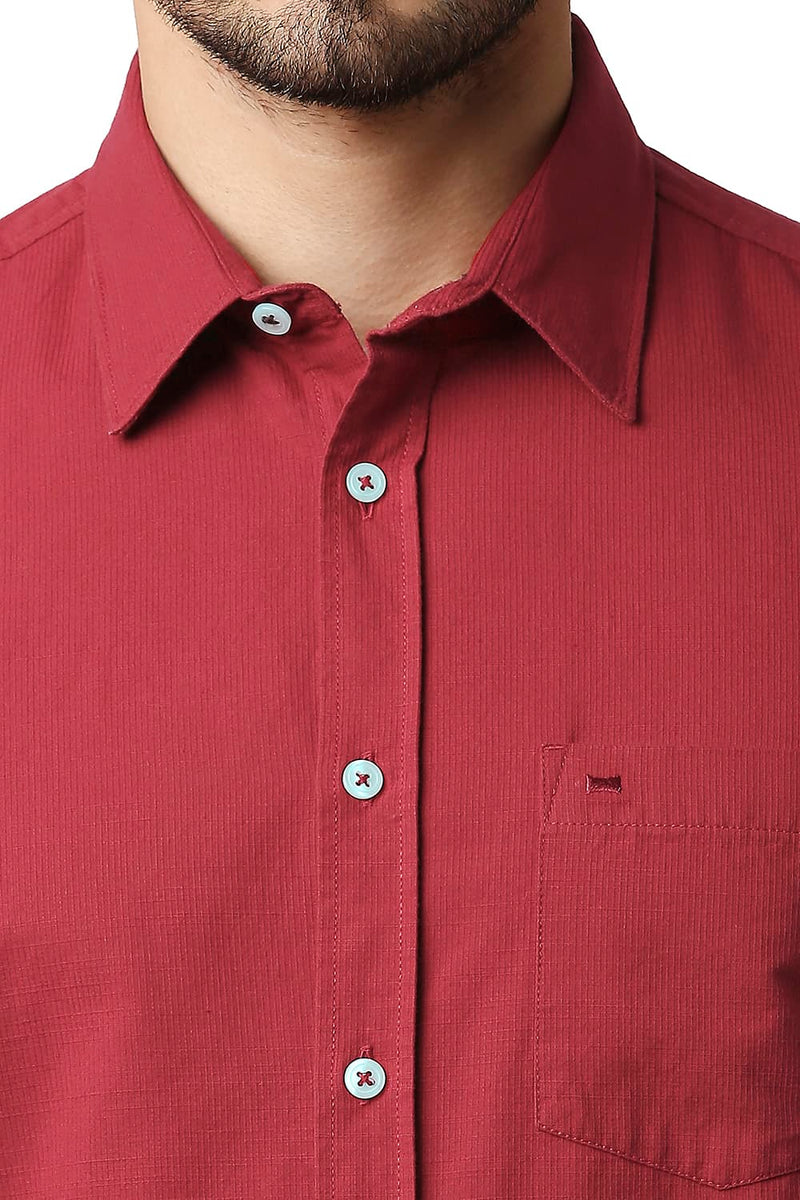 BASICS SLIM FIT DOBBY HALFSLEEVES SHIRT