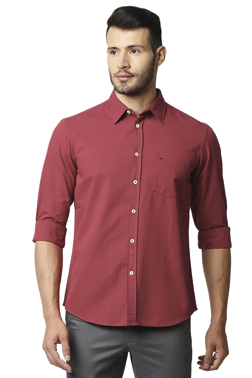 BASICS SLIM FIT DOBBY SHIRT