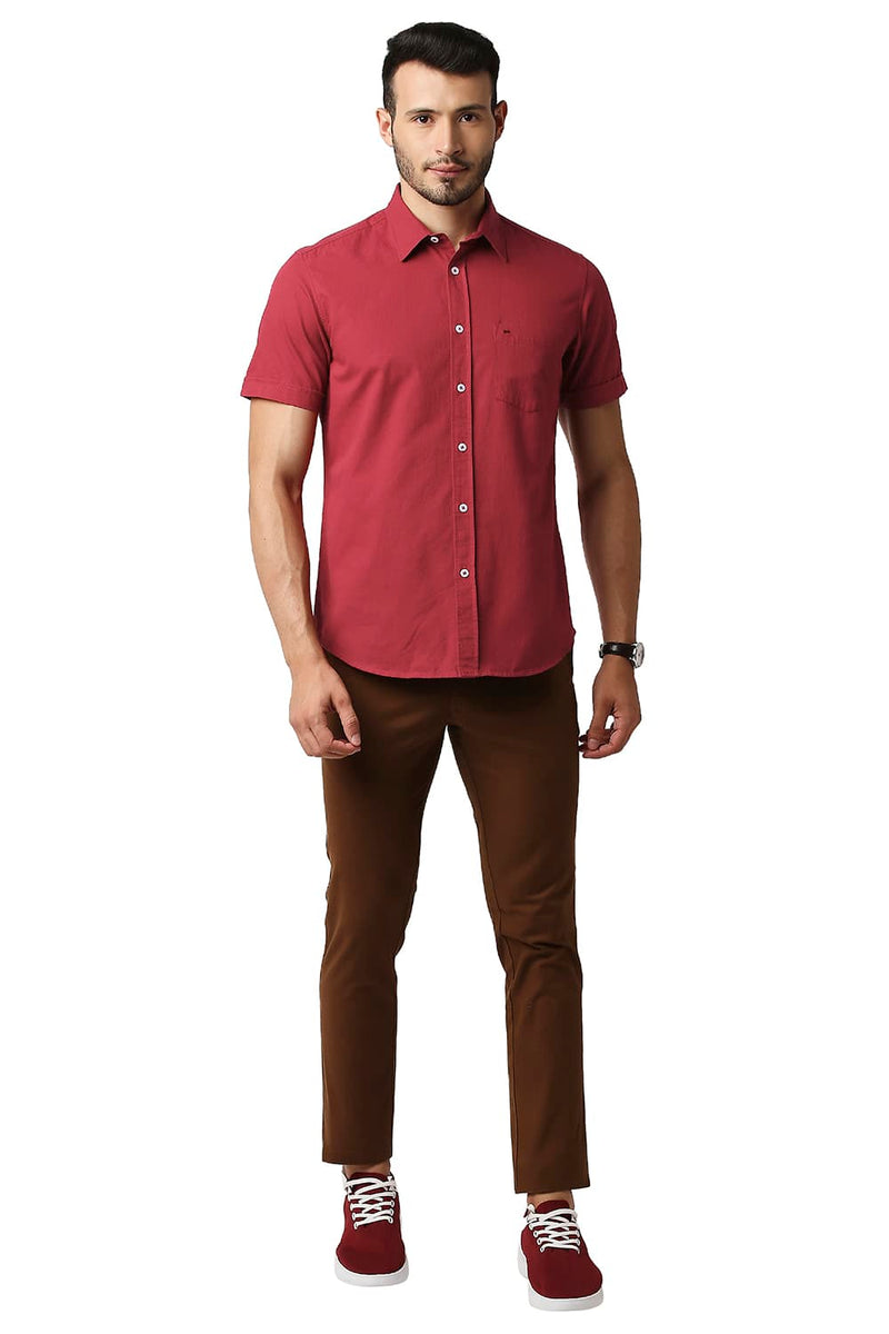 BASICS SLIM FIT DOBBY HALFSLEEVES SHIRT