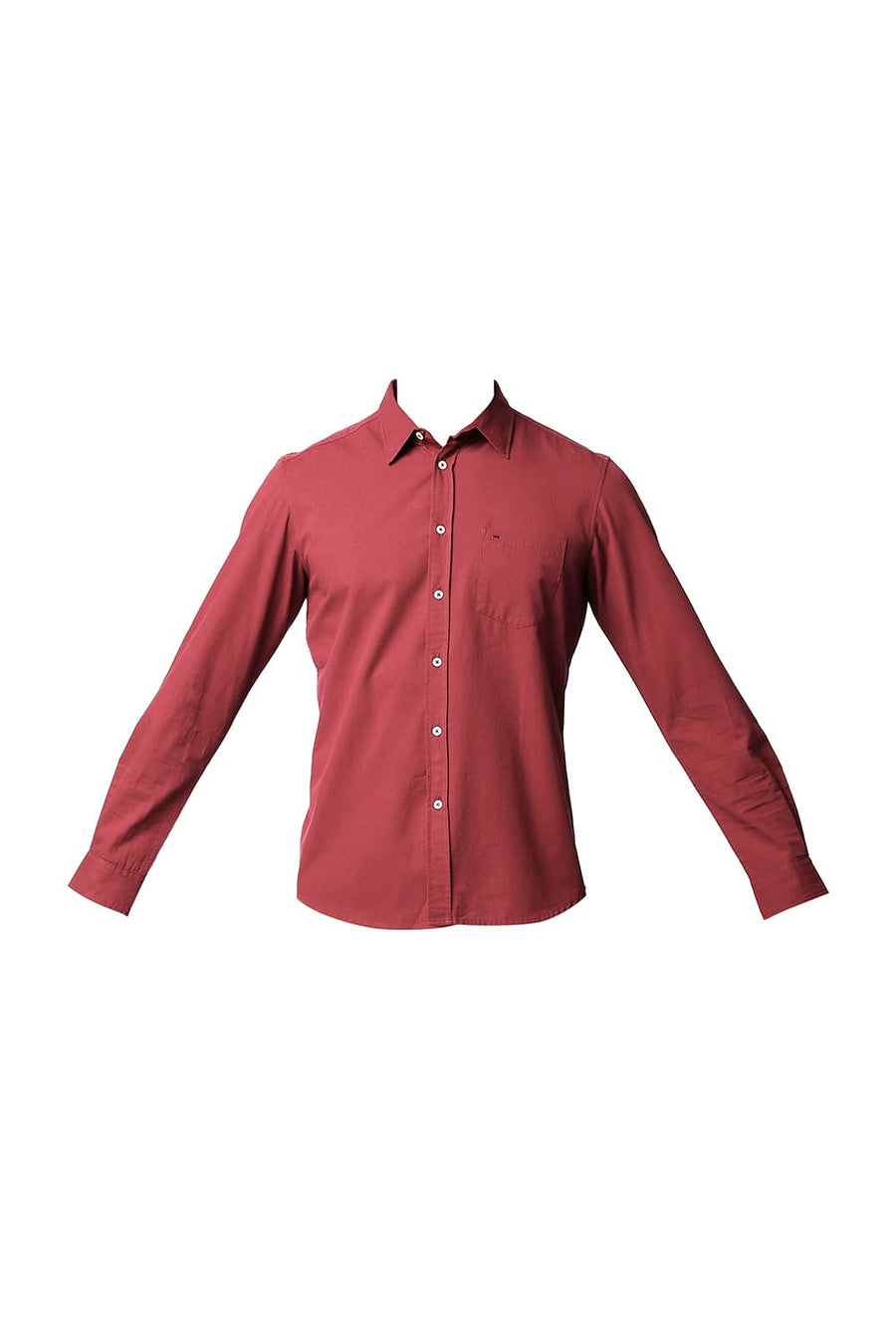 BASICS SLIM FIT SCARLET RED DOBBY SHIRT