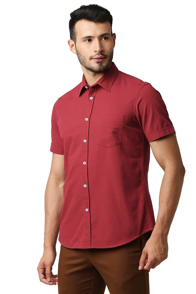 BASICS SLIM FIT DOBBY HALFSLEEVES SHIRT