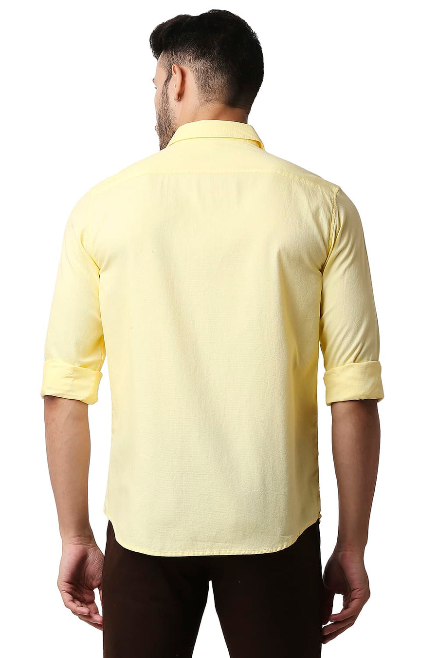 BASICS SLIM FIT LEMONADE YELLOW DOBBY SHIRT