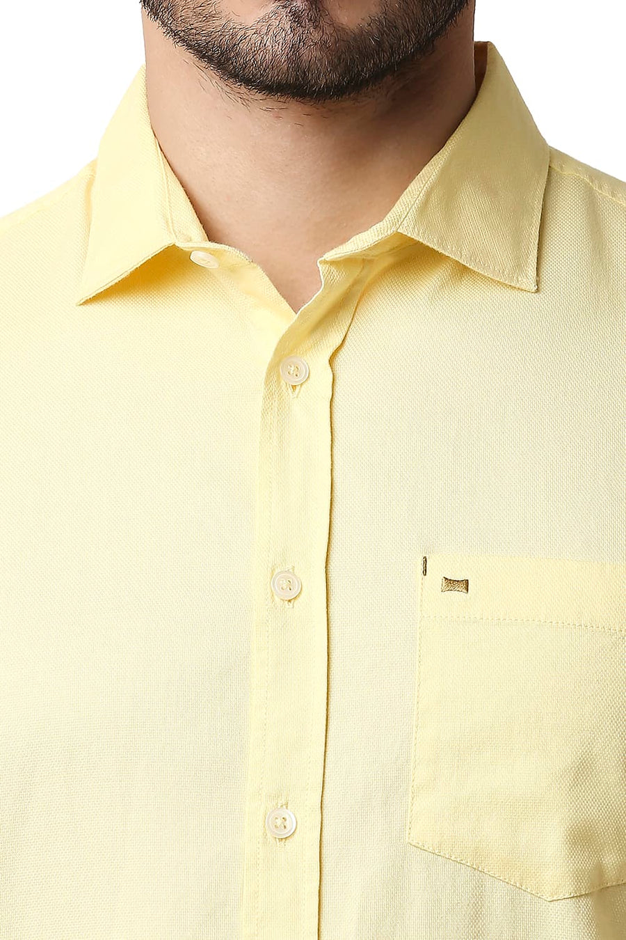 BASICS SLIM FIT LEMONADE YELLOW DOBBY SHIRT