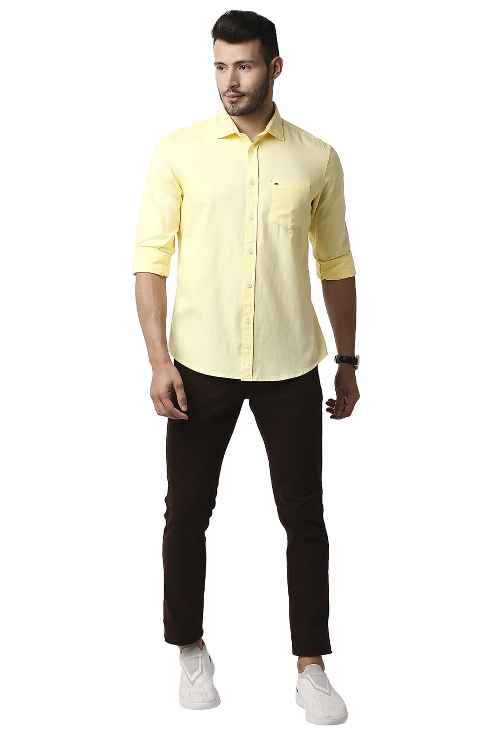 BASICS SLIM FIT DOBBY SHIRT