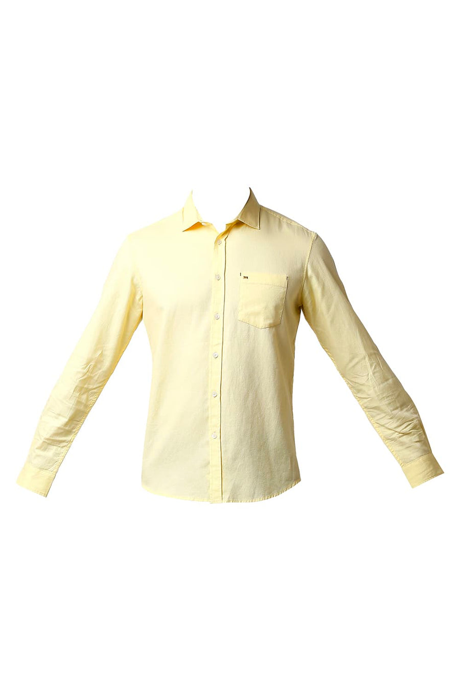 BASICS SLIM FIT LEMONADE YELLOW DOBBY SHIRT