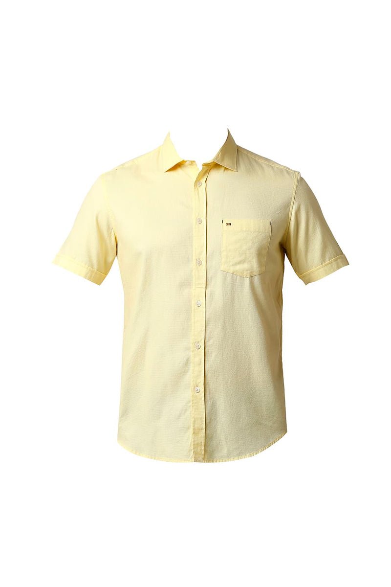 BASICS SLIM FIT DOBBY HALFSLEEVES SHIRT