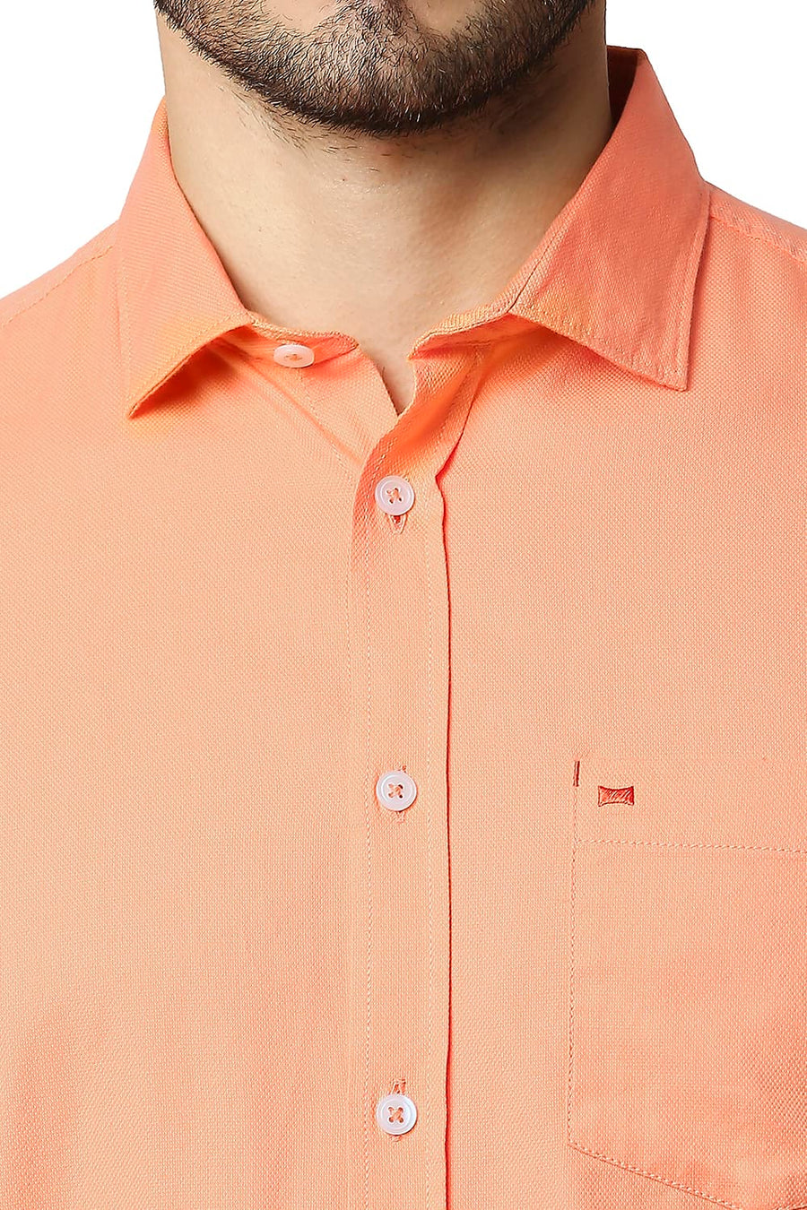 BASICS SLIM FIT MELON ORANGE DOBBY SHIRT