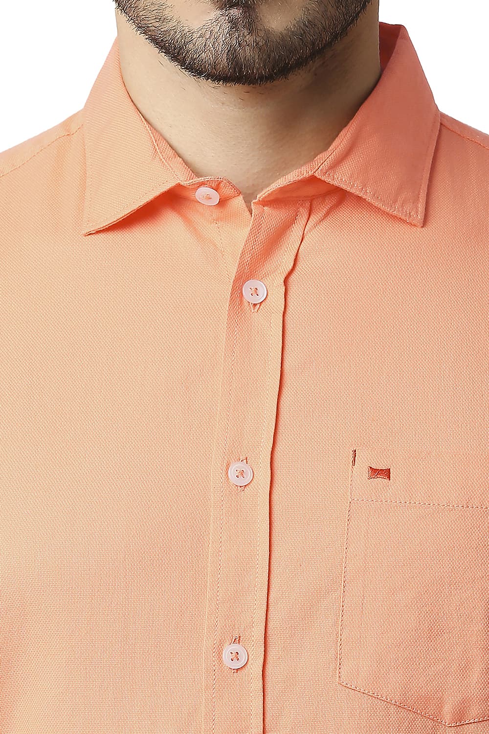 BASICS SLIM FIT DOBBY HALFSLEEVES SHIRT