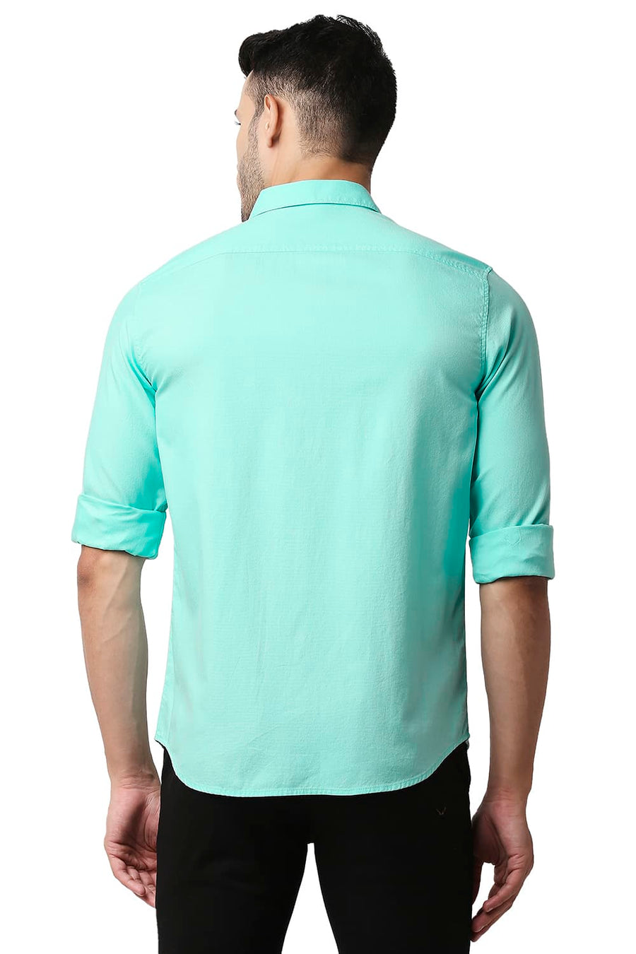 BASICS SLIM FIT BERMUDA GREEN DOBBY SHIRT
