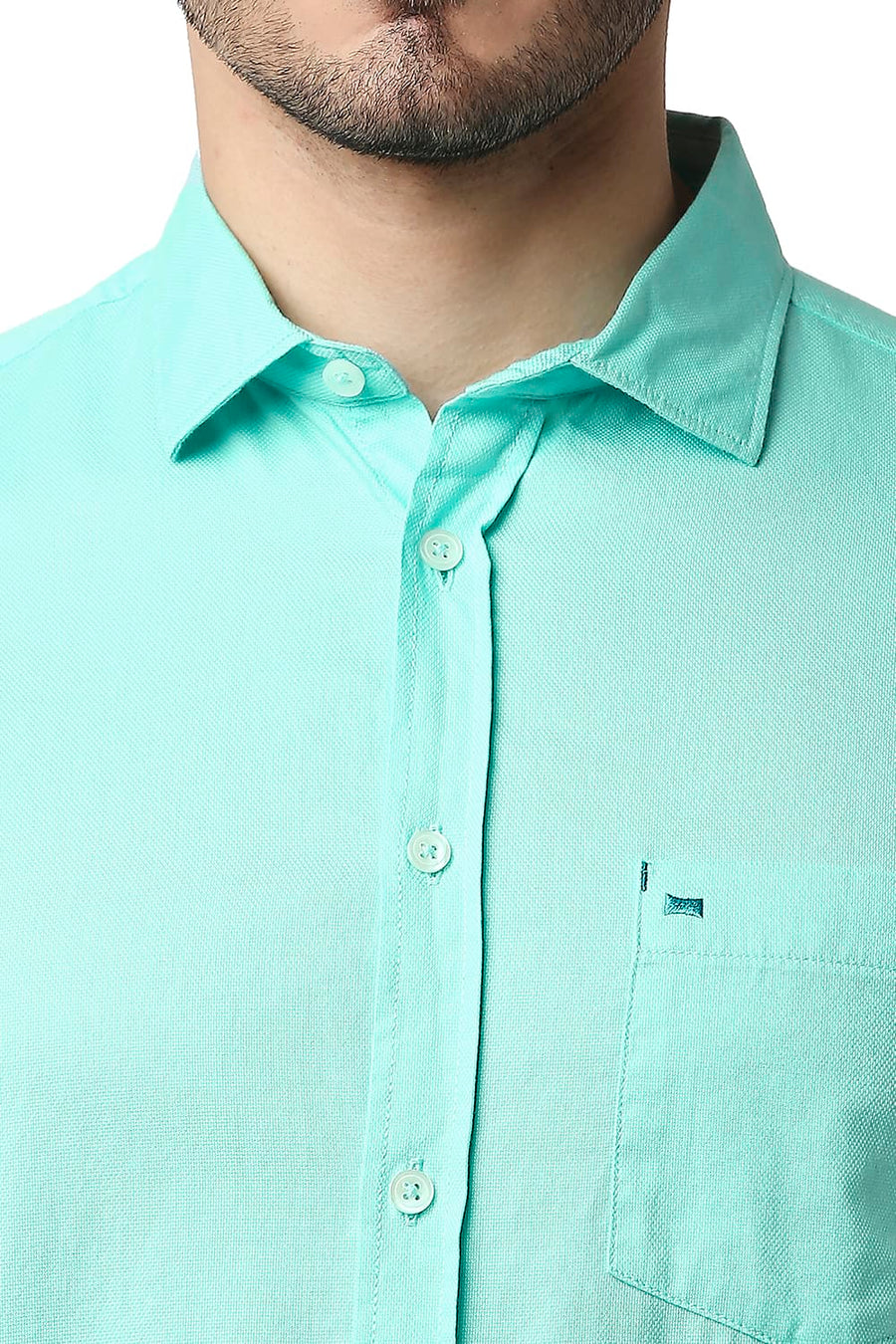 BASICS SLIM FIT BERMUDA GREEN DOBBY SHIRT