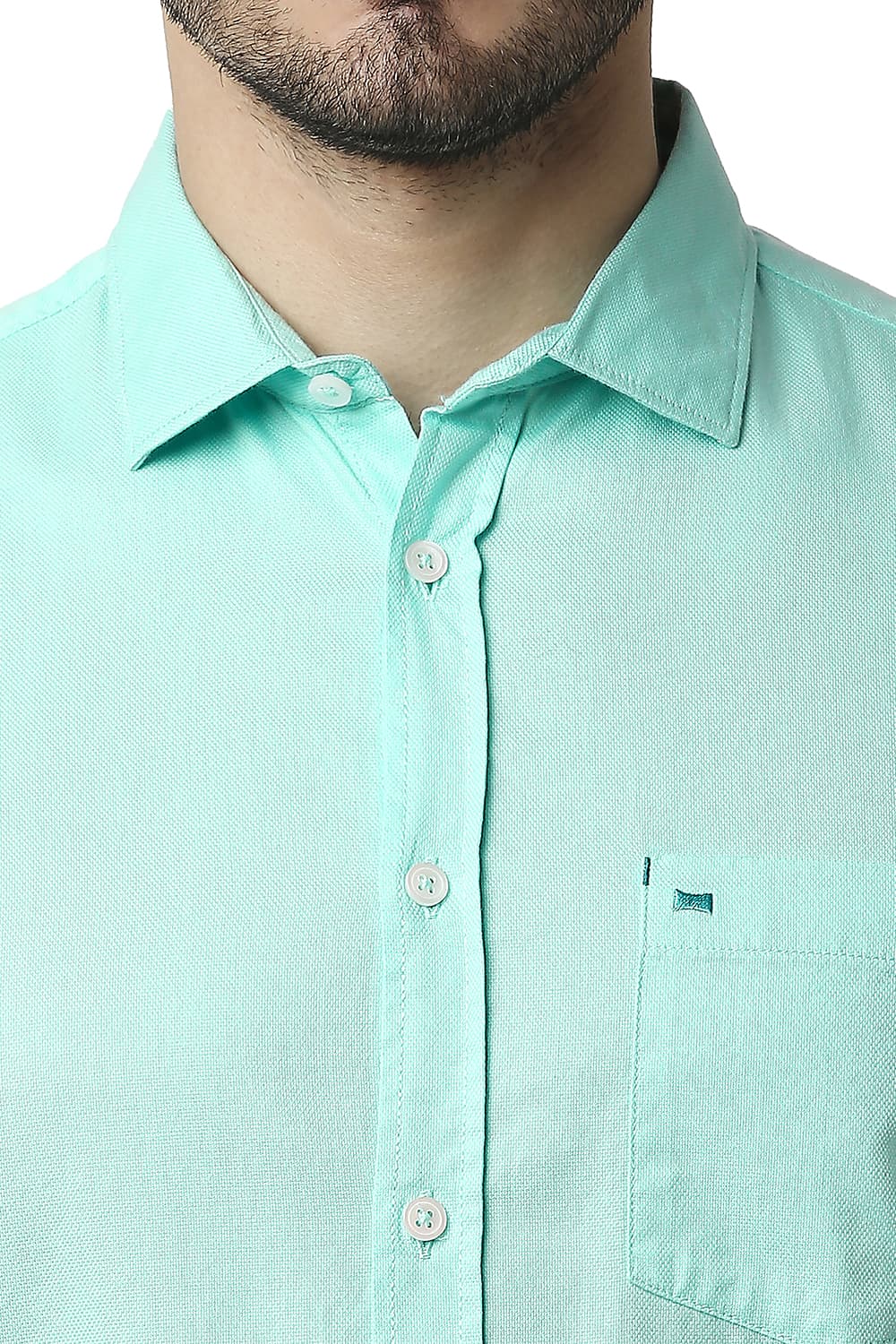 BASICS SLIM FIT DOBBY HALFSLEEVES SHIRT