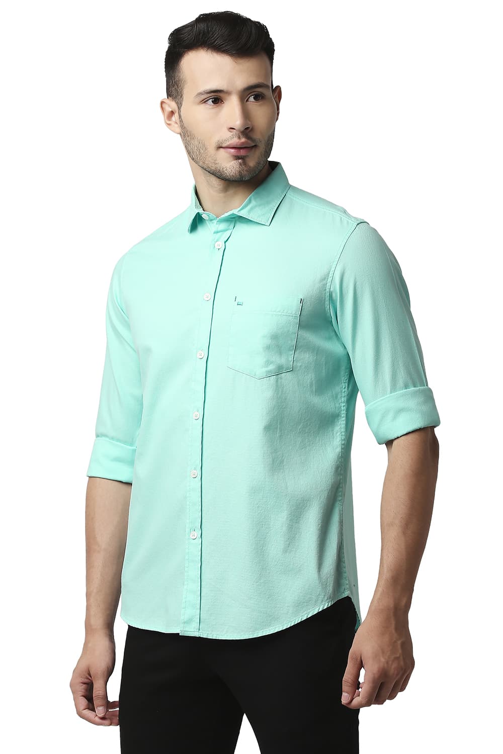 BASICS SLIM FIT DOBBY SHIRT