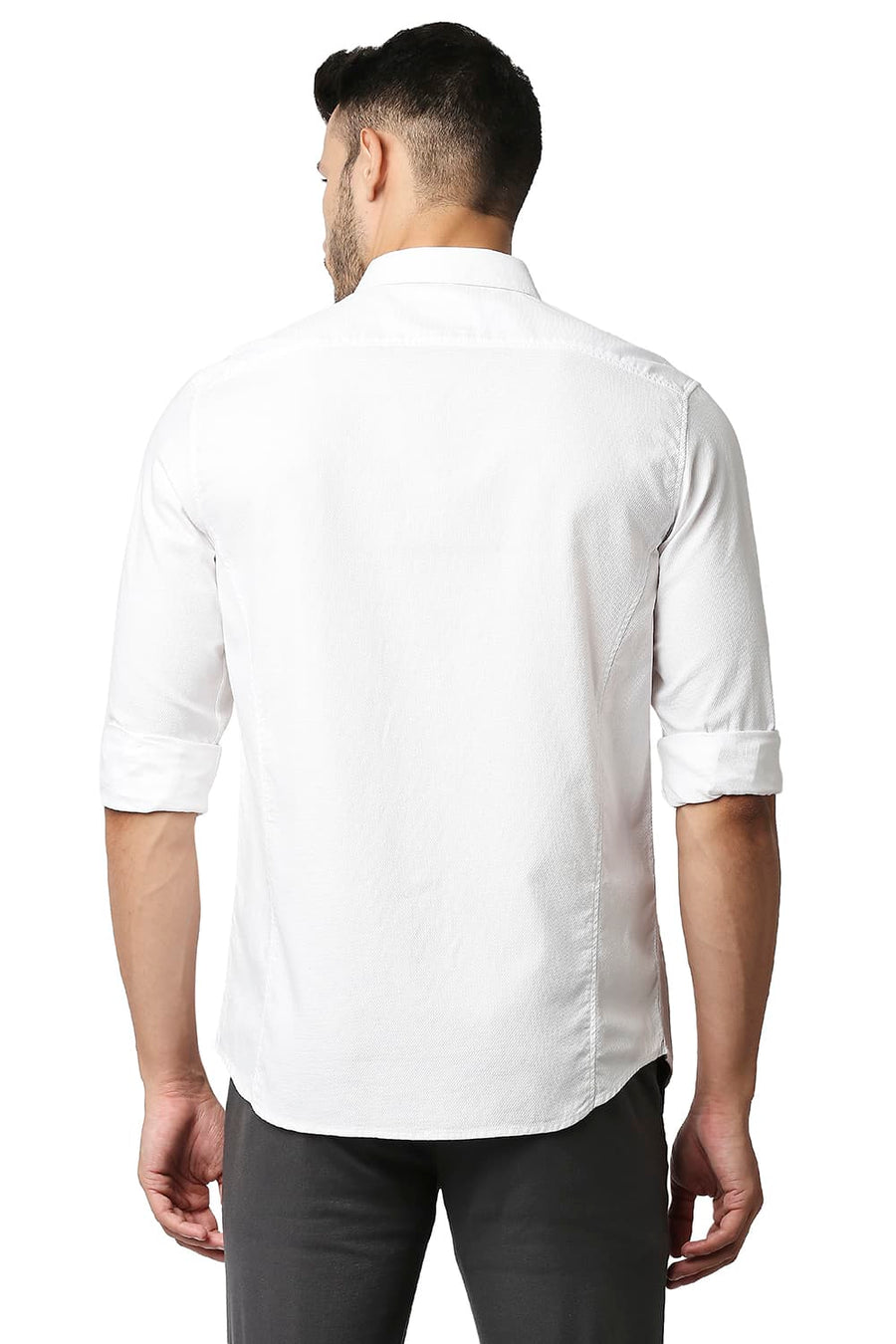 BASICS SLIM FIT CLOUD WHITE DOBBY SHIRT
