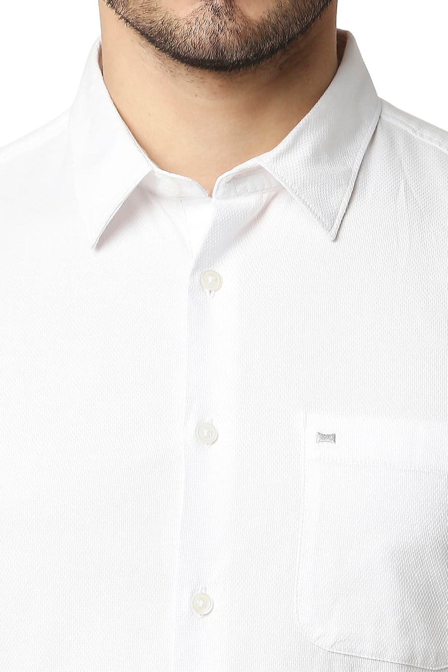 BASICS SLIM FIT CLOUD WHITE DOBBY SHIRT