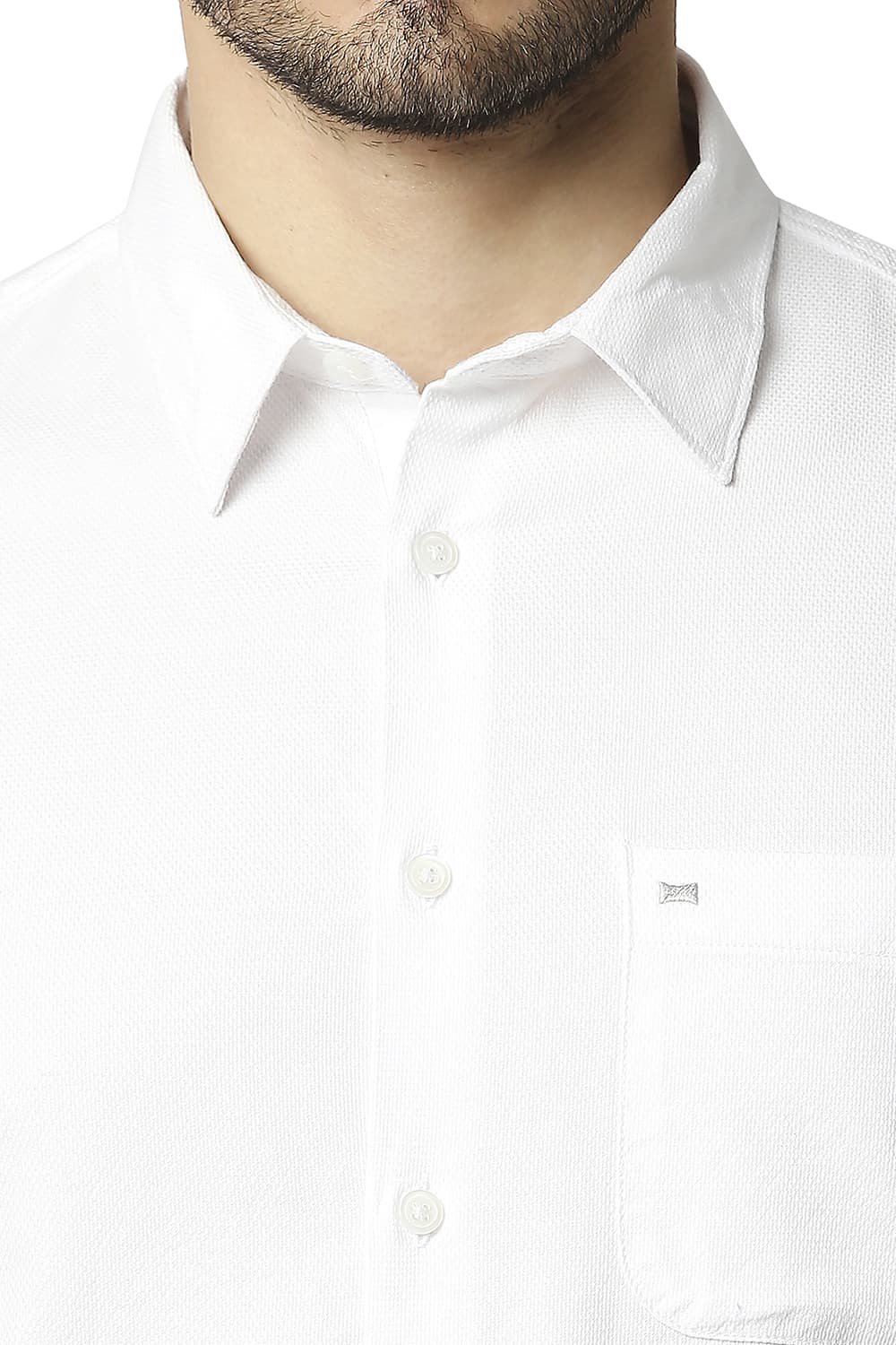 BASICS SLIM FIT DOBBY HALFSLEEVES SHIRT