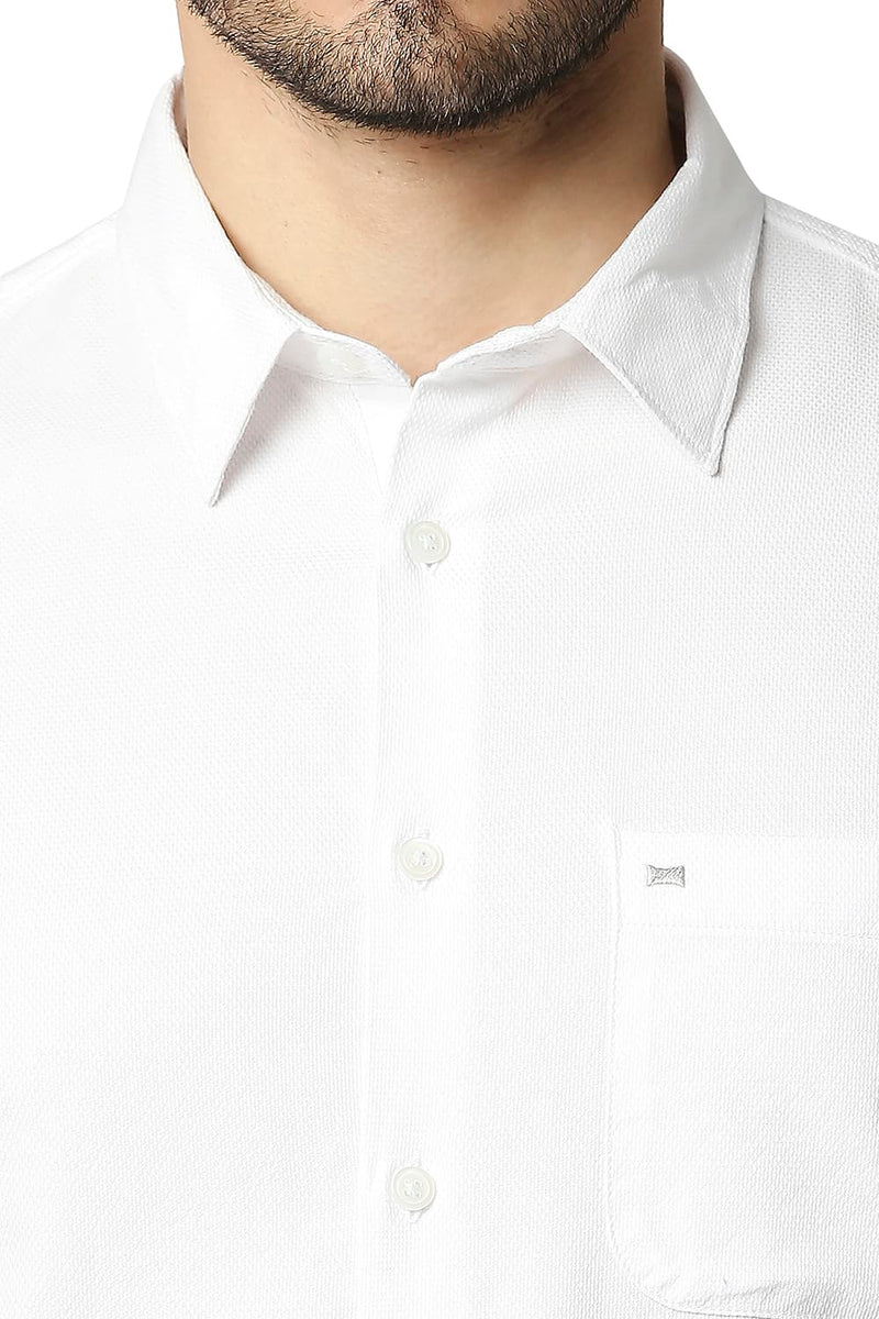 BASICS SLIM FIT DOBBY HALFSLEEVES SHIRT