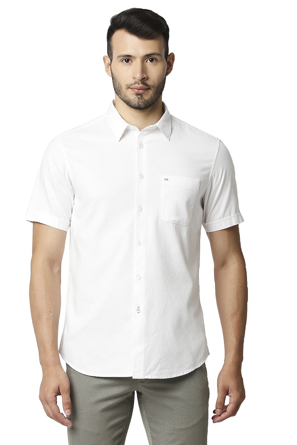 BASICS SLIM FIT DOBBY SHIRT