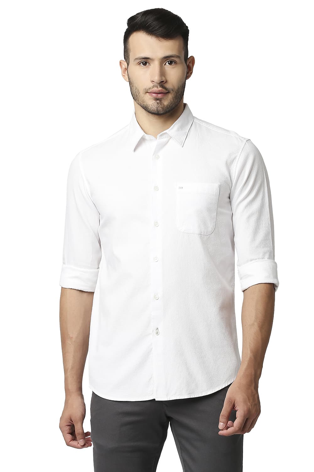 BASICS SLIM FIT DOBBY SHIRT