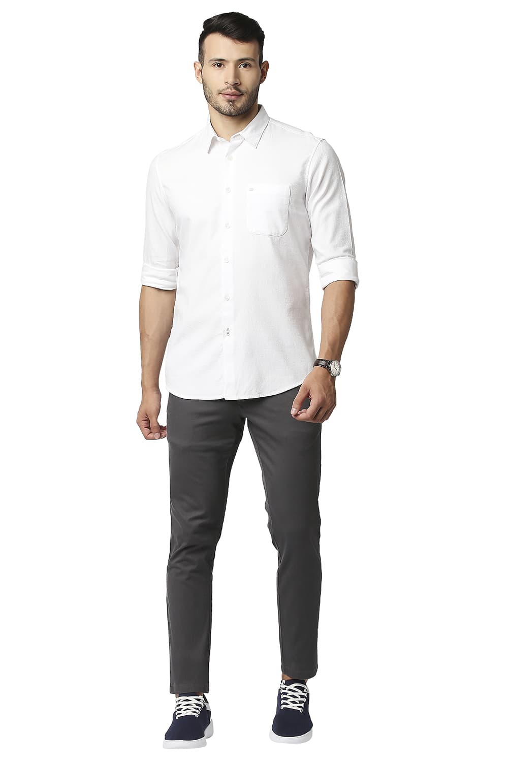 BASICS SLIM FIT DOBBY SHIRT