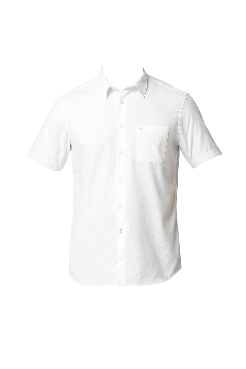 BASICS SLIM FIT DOBBY HALFSLEEVES SHIRT