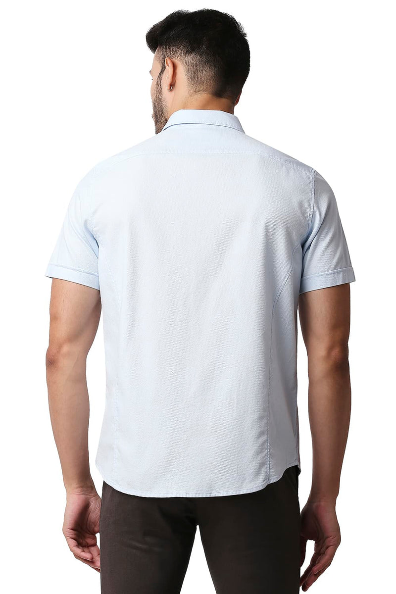 BASICS SLIM FIT DOBBY HALFSLEEVES SHIRT