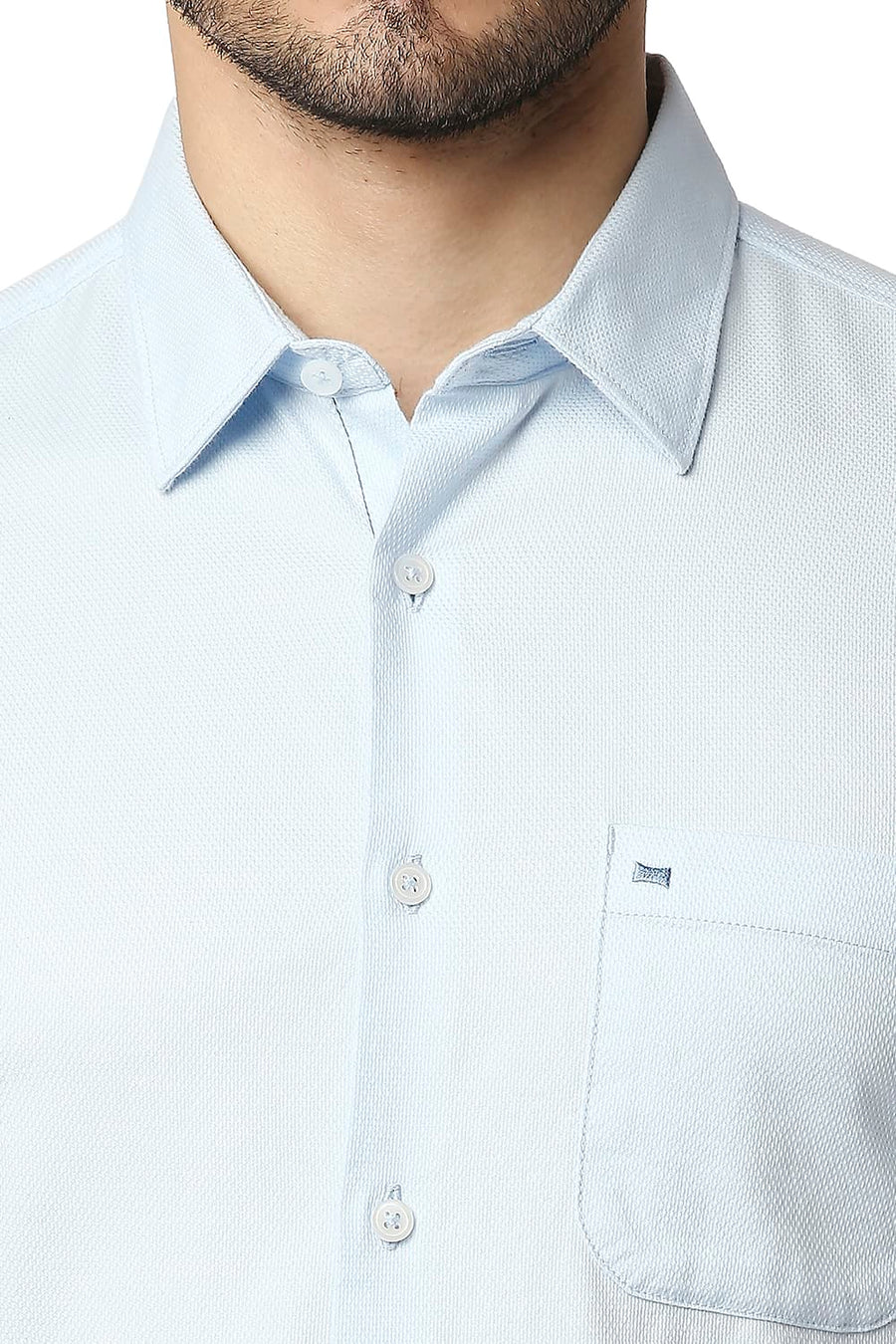 BASICS SLIM FIT OMPHALODES BLUE DOBBY SHIRT