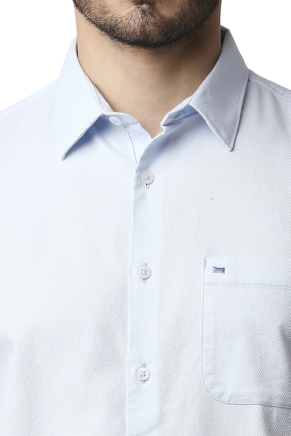 BASICS SLIM FIT DOBBY HALFSLEEVES SHIRT