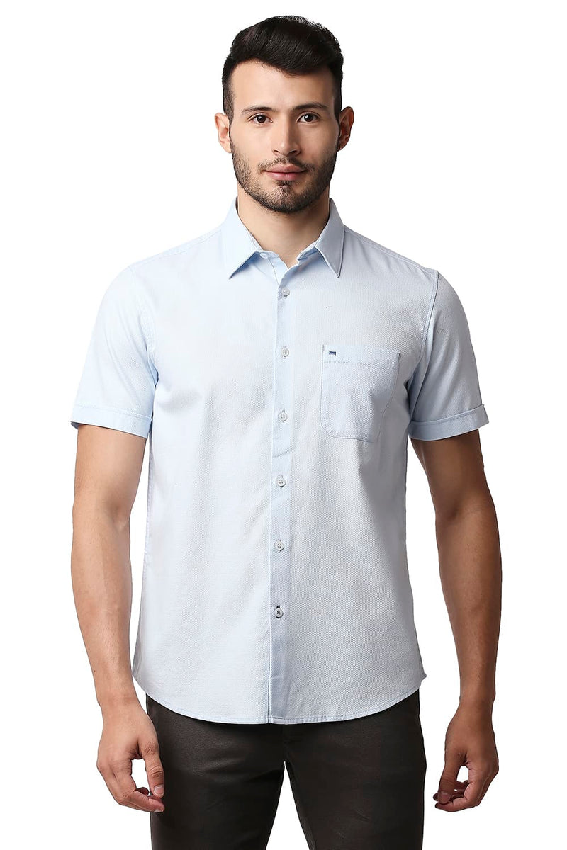 BASICS SLIM FIT DOBBY HALFSLEEVES SHIRT