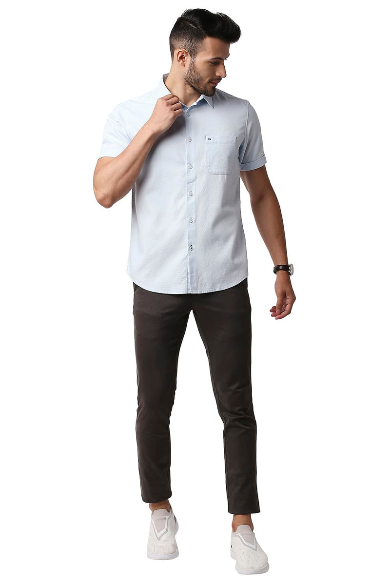 BASICS SLIM FIT DOBBY HALFSLEEVES SHIRT