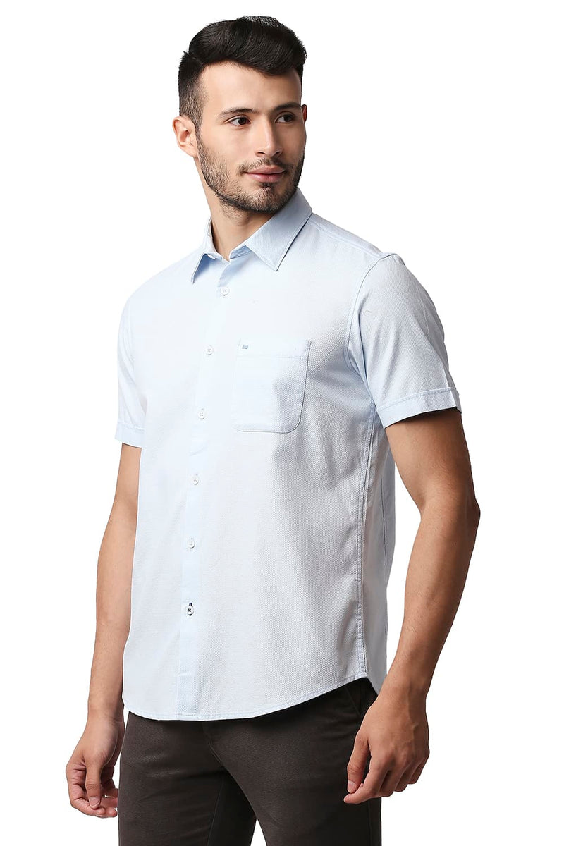 BASICS SLIM FIT DOBBY HALFSLEEVES SHIRT